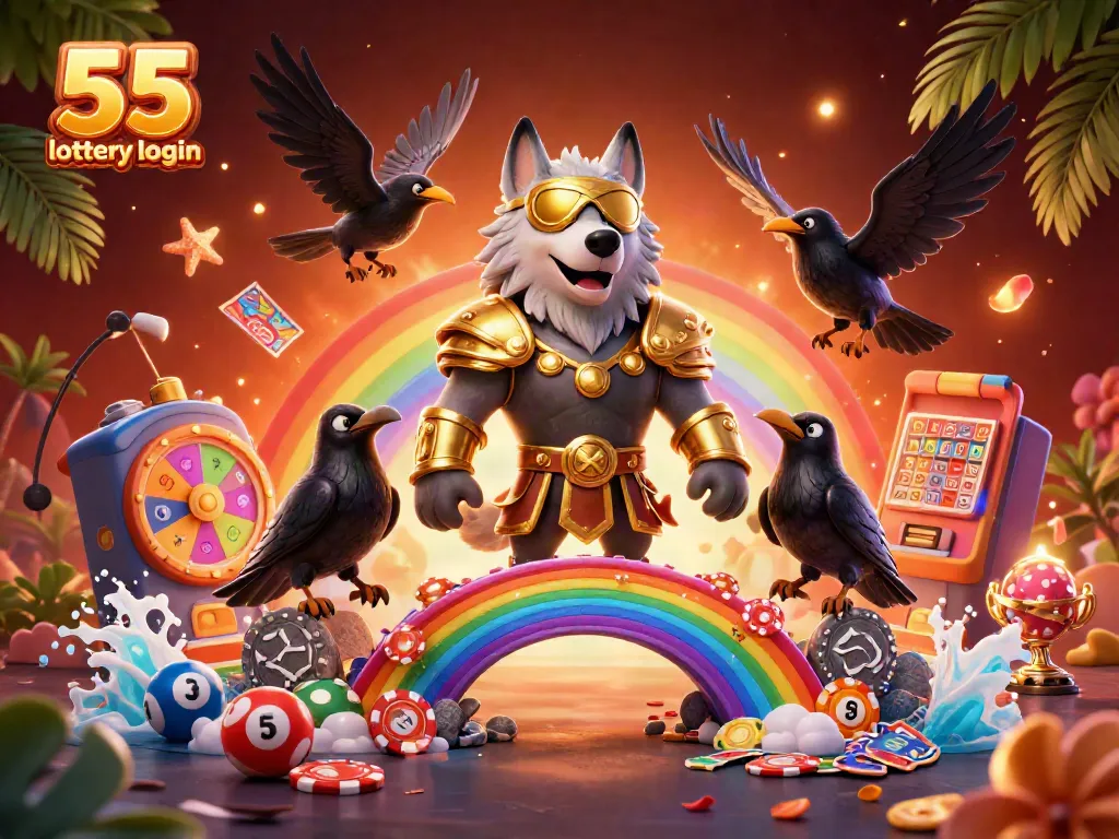 Experience the thrill of winning at the 55 lottery login with vibrant illustrations of lottery prizes and dynamic game elements.
