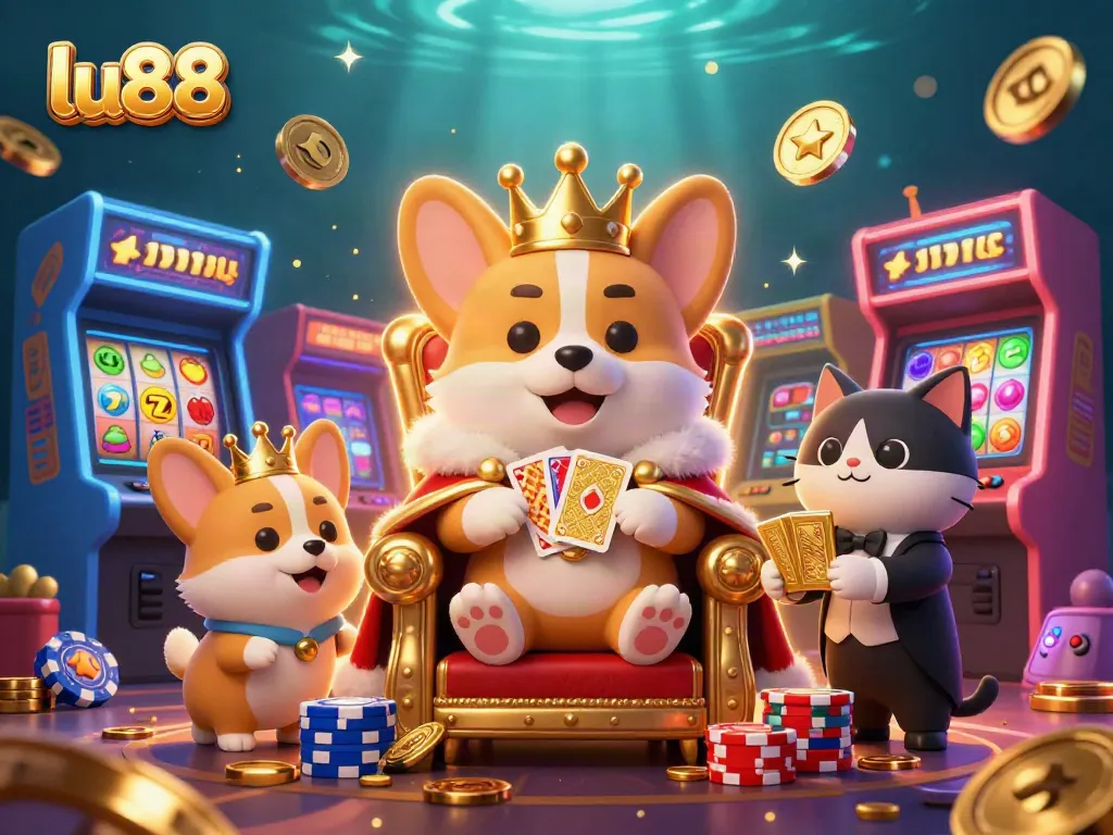 Experience the excitement of lu88 with a corgi king and vibrant casino elements! Play now!