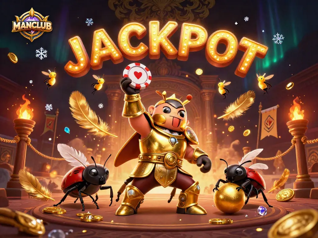MANCLUB's flagship 3D scene showcasing a victorious beetle, exuding the excitement of casino games.