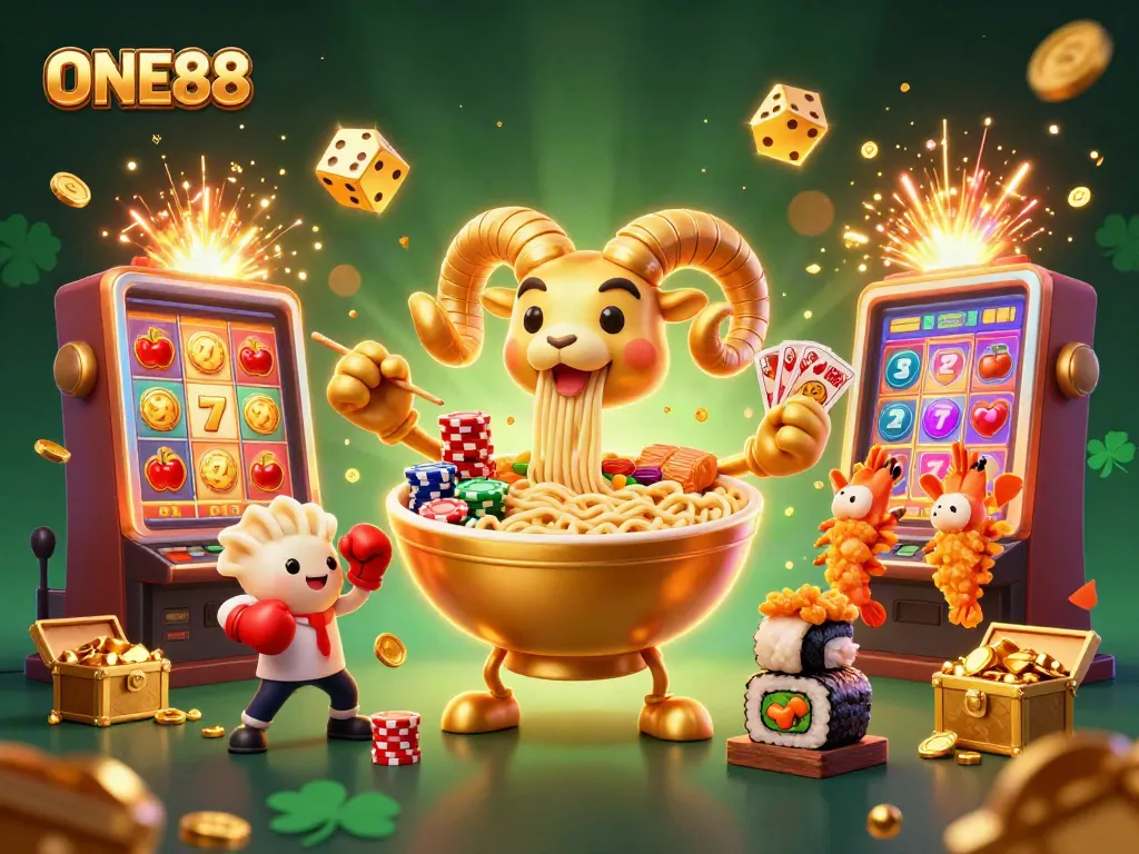 Engage in thrilling winnings at ONE88 with unique characters and vibrant casino elements.