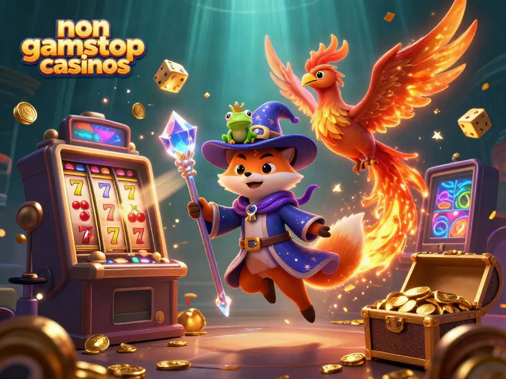 Experience thrilling action at non gamstop casinos with vibrant slot machines and enchanting characters.
