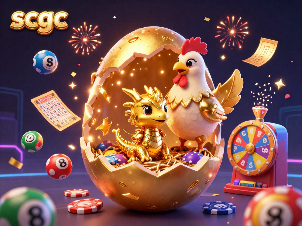 Engage with thrilling casino action at scgc with gold dragon, confetti, and vibrant game elements.