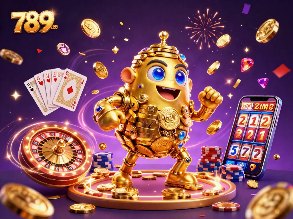 Engage with 789club's thrilling 3D casino experience showcasing dynamic game elements and festive visuals.