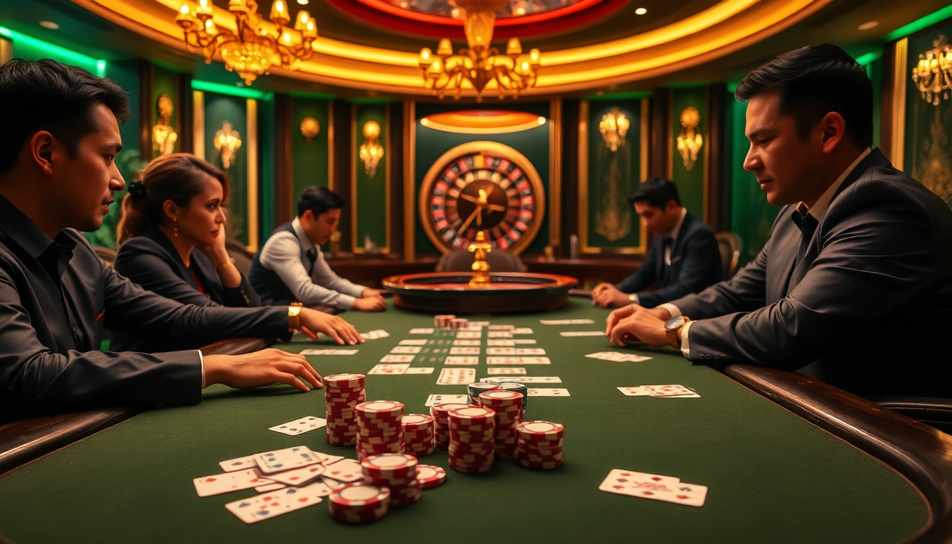 Experience luxury gaming at Liên minh KJC with high-stakes poker excitement and elegant casino atmosphere.