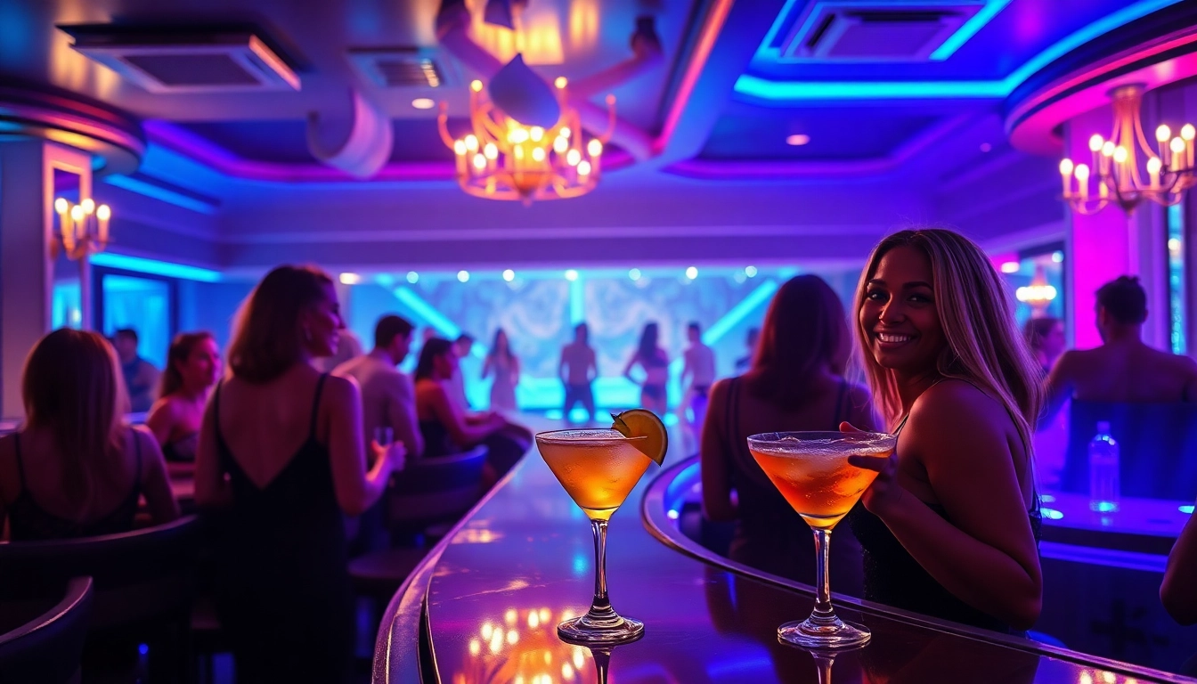 Vibrant nightlife at Club SXM featuring lively performances and elegant patrons enjoying crafted cocktails.