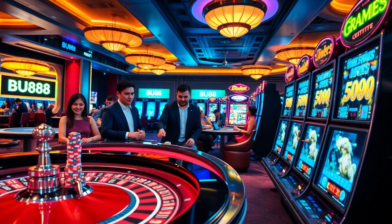 Victory at the BU88 casino with poker chips and a vibrant roulette wheel.