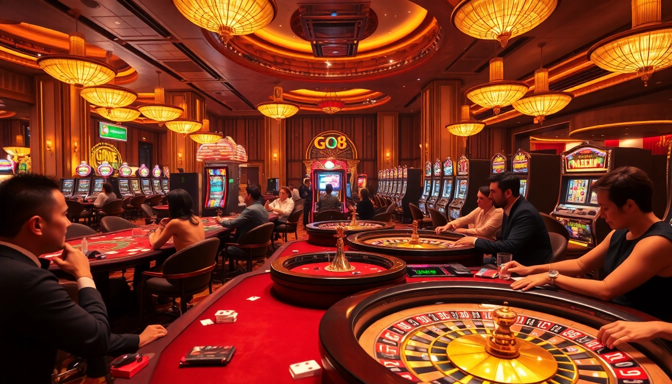 Players experiencing the thrill of high-stakes gaming at GO8 casino tables with vibrant atmosphere.