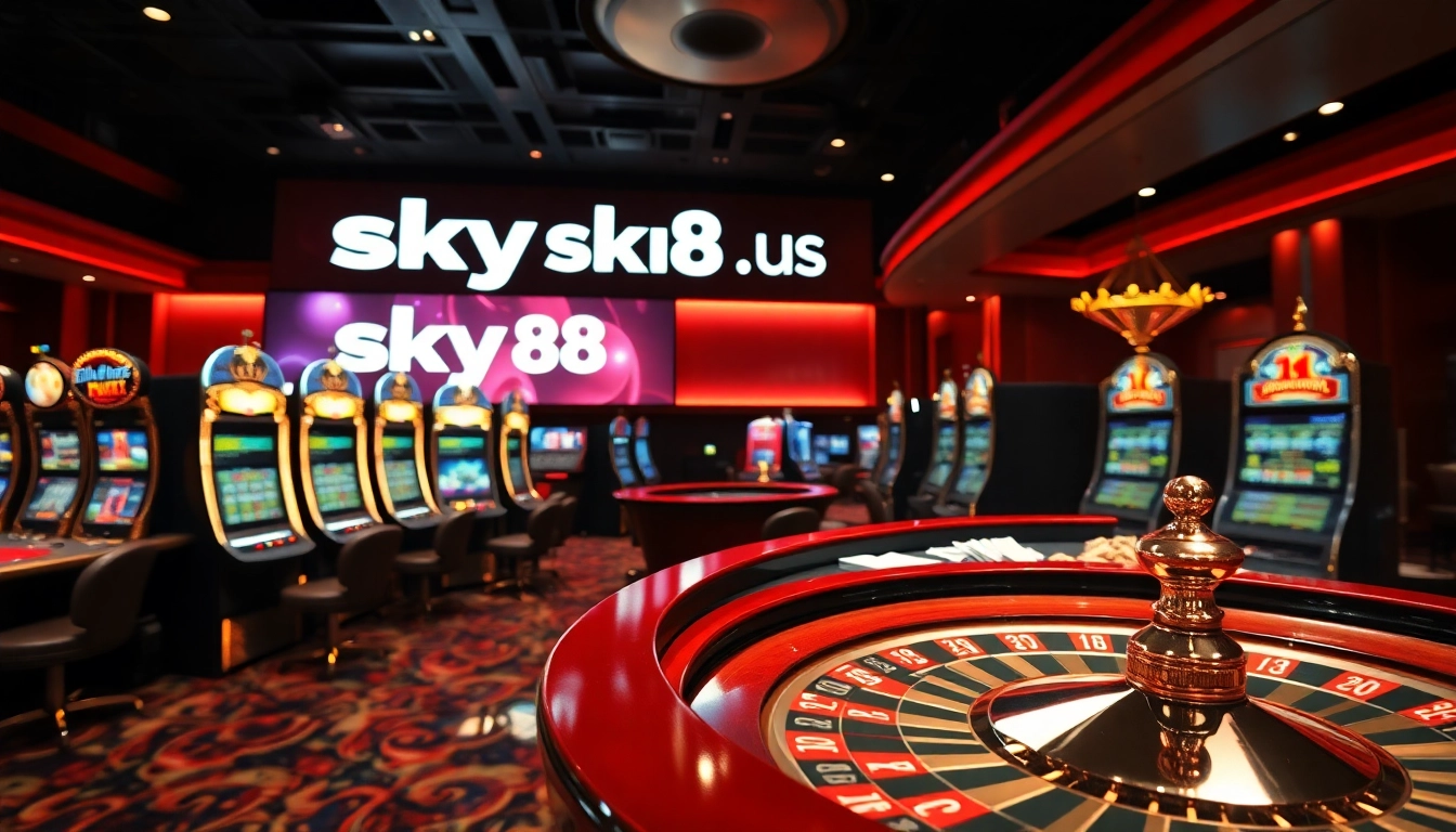 Experience thrilling gameplay at sky88 us with vibrant casino tables and interactive gambling elements.