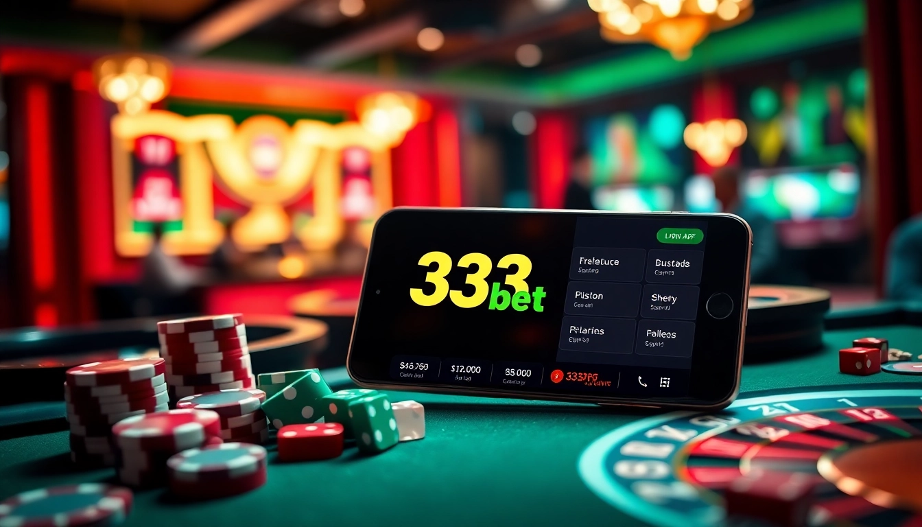 Engage in thrilling gameplay with the 333bet App amidst a vibrant casino atmosphere.