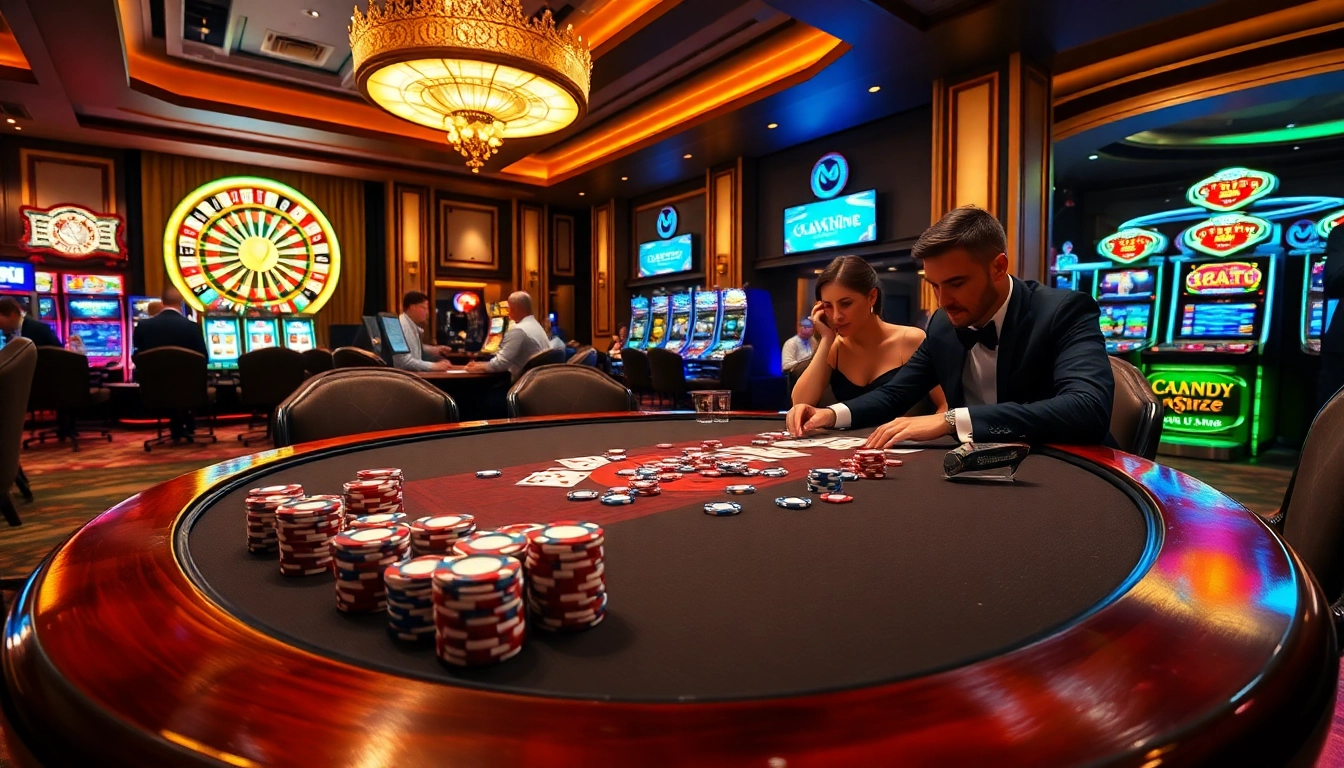 Exciting poker action at QQ88 casino with vibrant chips and cards.