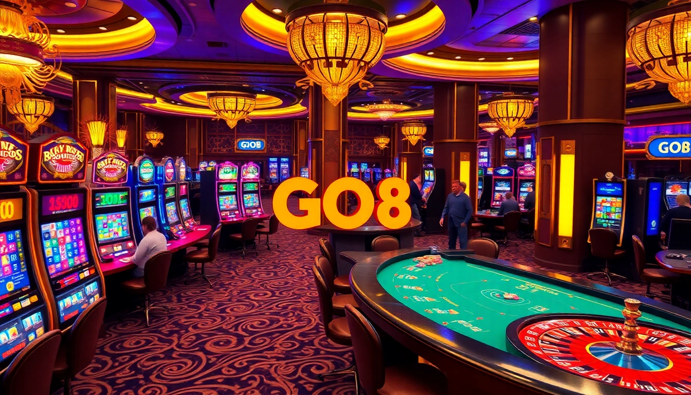 Players enjoying the excitement of casino games featuring the GO8 brand in a luxurious setting.