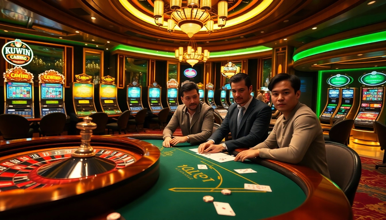 Kuwin casino features live poker tables with players engaged in intense gameplay.