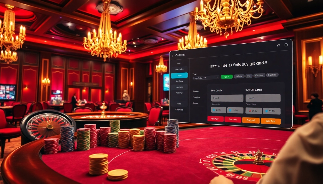 Experience the excitement of 상품권소액결제 in a vibrant casino setting with players at a poker table.
