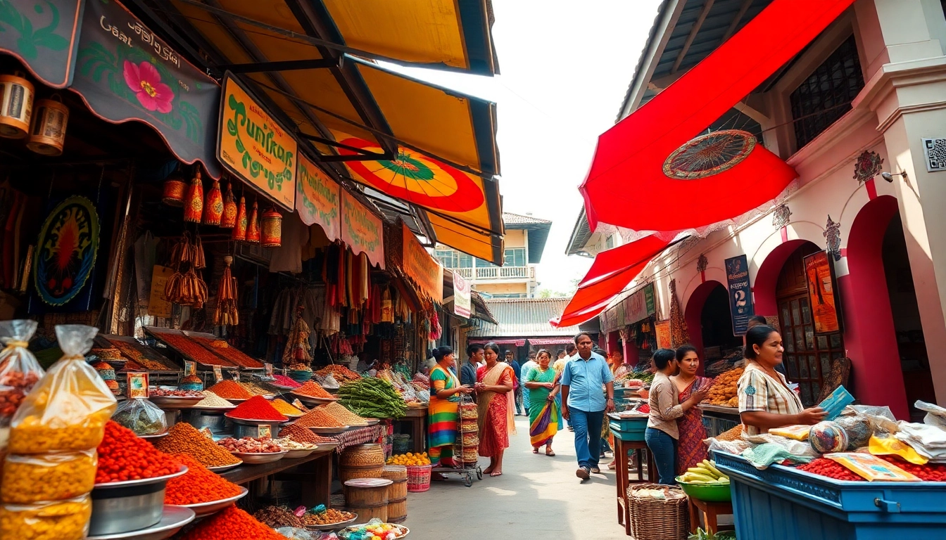 Experience the vibrant culture of Hela Lanka through a bustling marketplace scene.