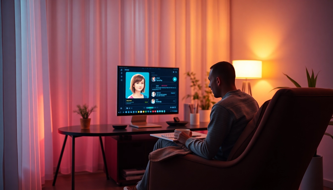 Engaging AI sex chat interaction displayed on a cozy modern device.