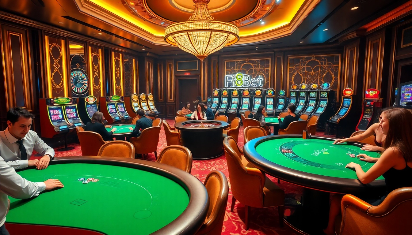 Players enjoying immersive gambling experiences at F8Bet's luxurious casino.
