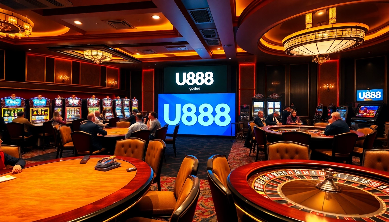 U888 players enjoying an exciting game night at a luxurious casino table filled with action.