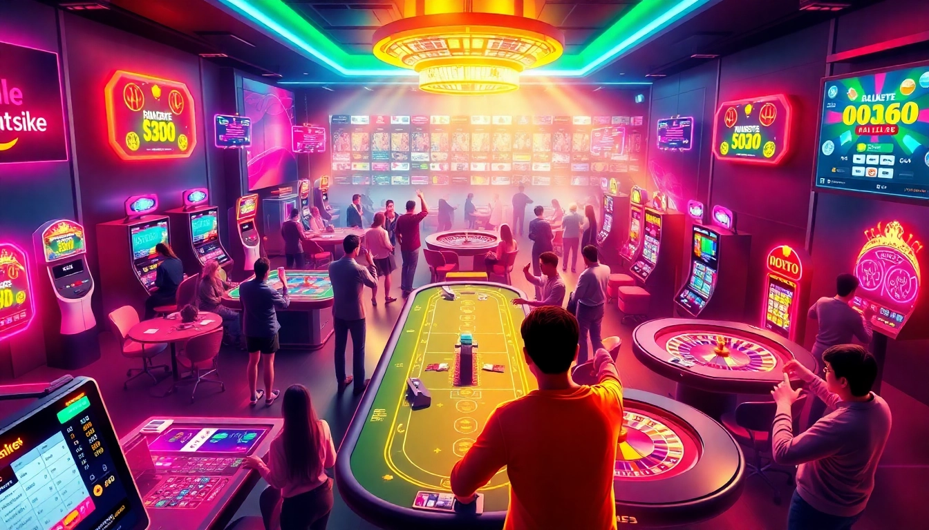 Experience the excitement of online gaming at https://mm88.agency/ showcasing vibrant casino scenes and engaged players.