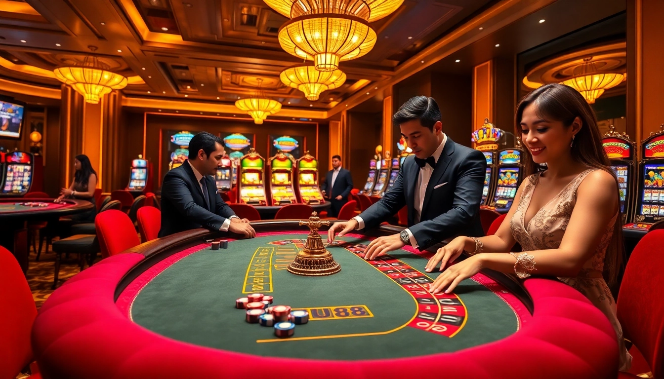 Experience thrilling casino action with uu88 at a vibrant roulette table and lively poker chips.