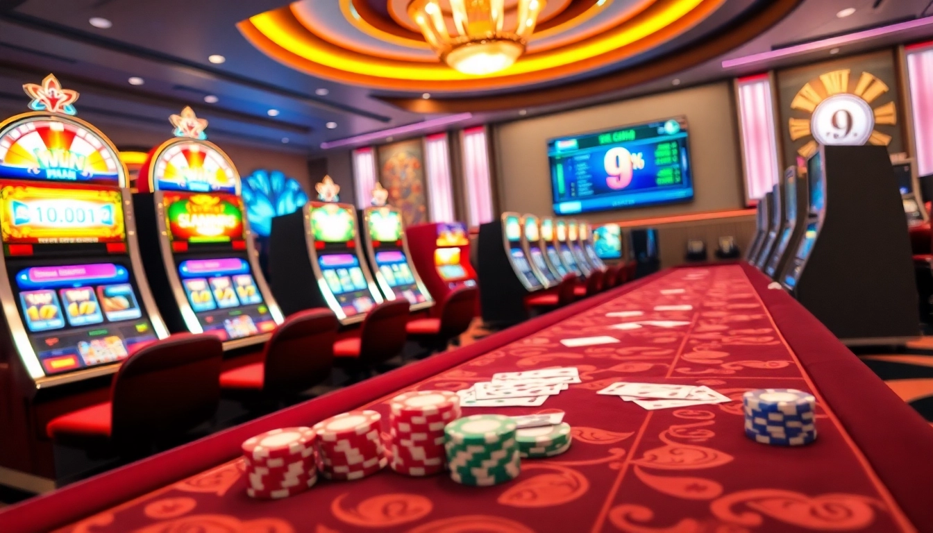 Experience the thrill of online gambling at nhà cái 9WIN with vibrant casino visuals.