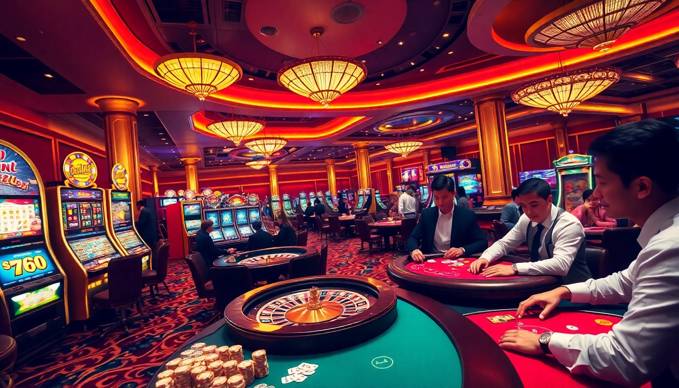 Experience the thrill of winning at https://s8limited.com/ with vibrant casino tables and excited players in a luxurious setting.