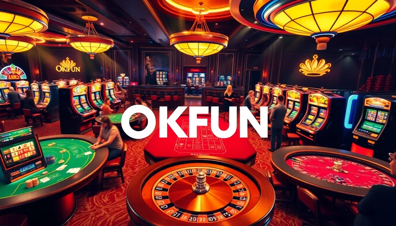 Experience the thrill of winning at OKFUN Casino with vibrant tables and exciting slot machines.