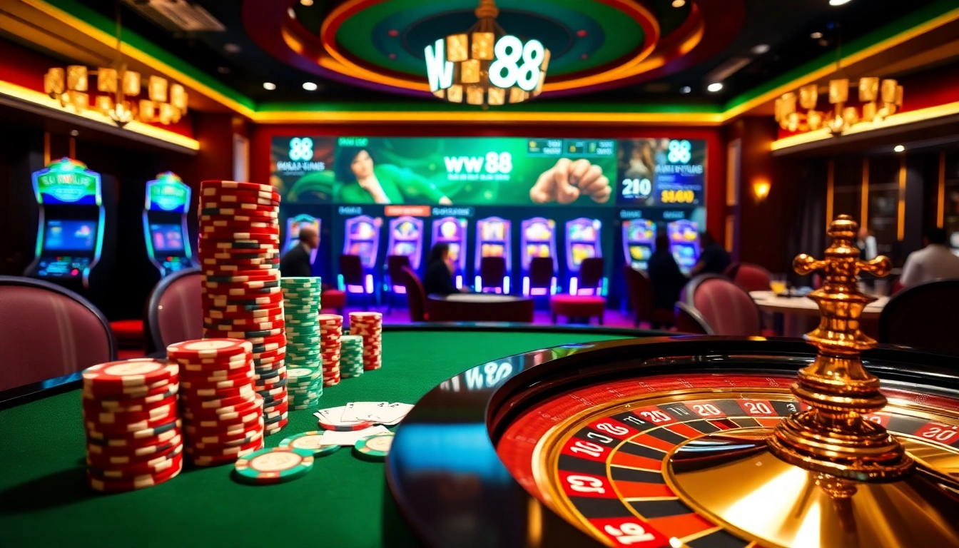 Exciting gambling action featuring casino tables and games at ww 88.