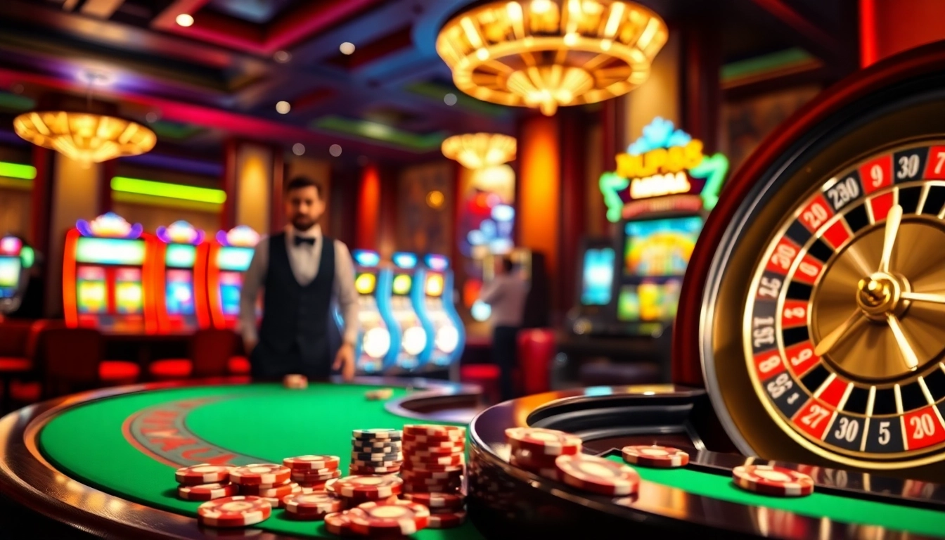 Experience the thrill of nh88 at a vibrant casino featuring tables, chips, and excitement.