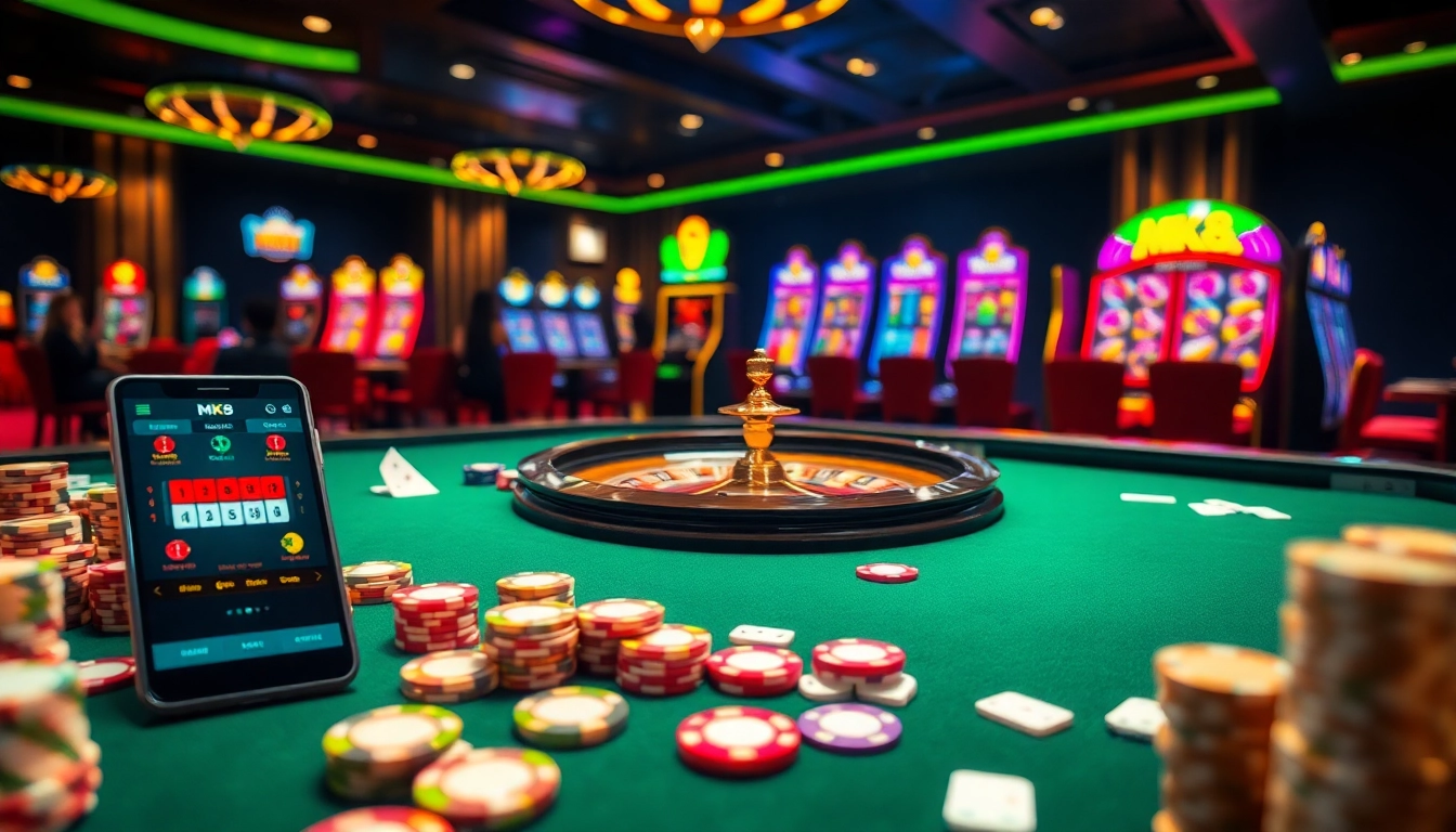 Players enjoying a thrilling game at MK8 online casino with vibrant betting elements.