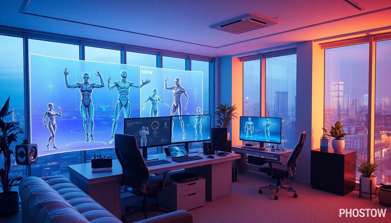 Futuristic NSFW AI image generation interface with innovative tech and engaging visuals.