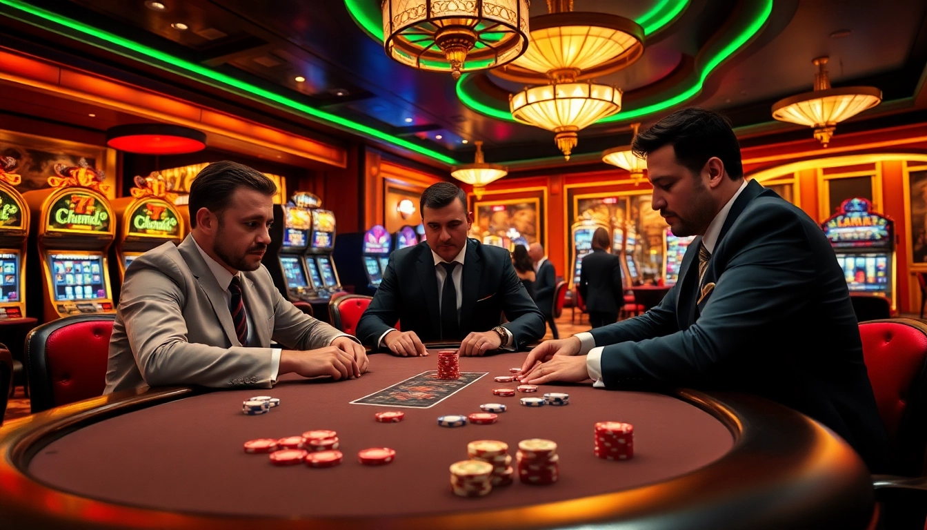 Experience the thrilling atmosphere of https://www.eejl88888.com/ with professional poker players at a luxurious casino table.