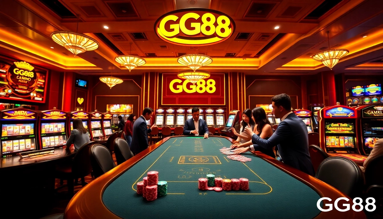 Experience the excitement of GG88's thrilling casino games with vibrant tables and professional dealers.