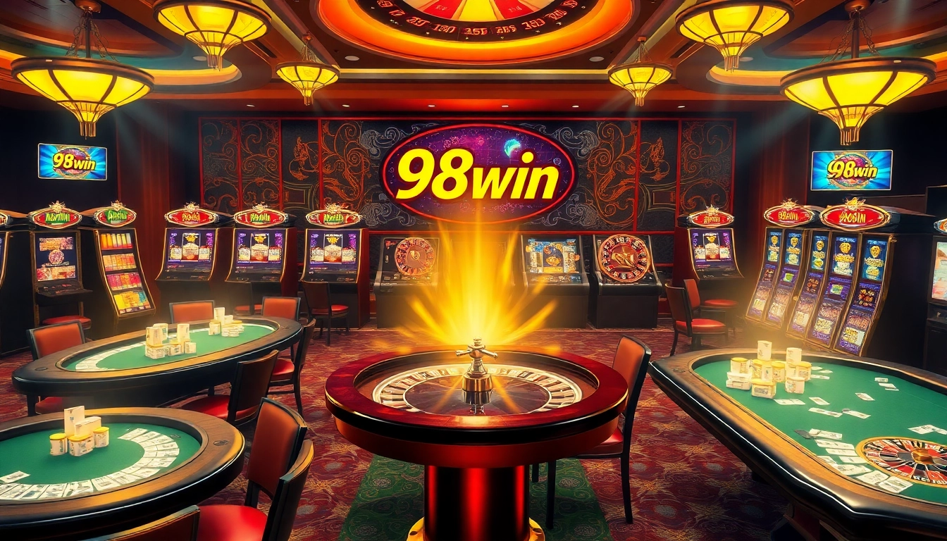 Engage with the excitement of 98win at a vibrant casino, filled with colorful slots and dynamic gameplay.