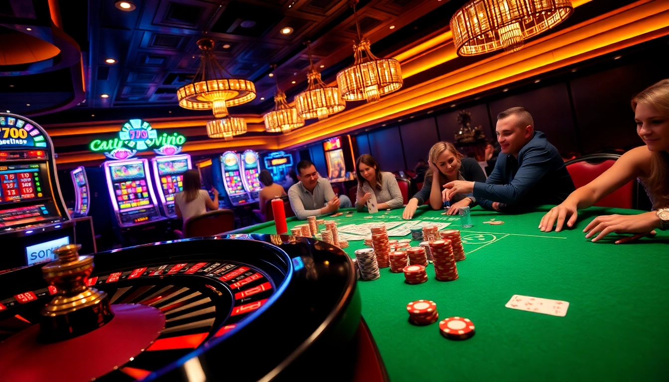 Experience thrilling gaming at 789club with vibrant casino tables, cards, and colorful slot machines.