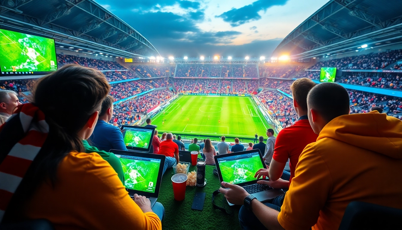 Exciting fans engaging while streaming live matches on https://vaoluoitv.it.com, showcasing a vibrant football community.