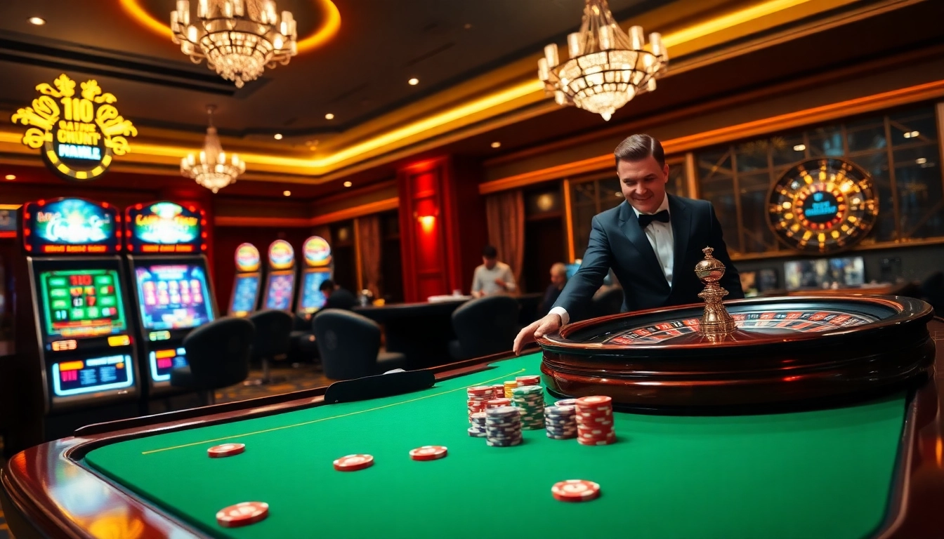 Experience the excitement of go8 đăng nhập with vibrant casino lights and engaging gaming tables.