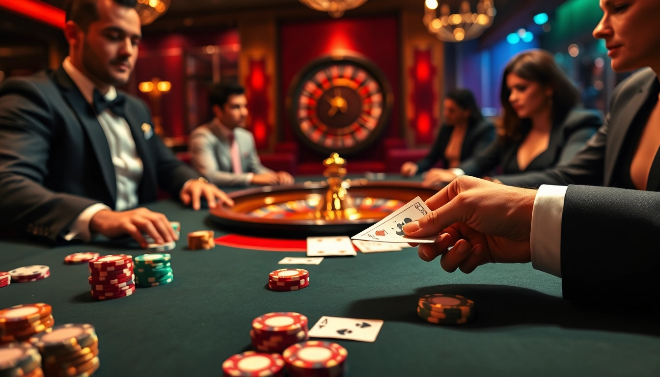 Betting action at https://69vn.br.com/ casino with poker chips and cards in play.