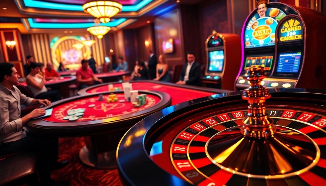 Experience the thrill of PS 99 as players engage at vibrant poker tables in a luxury casino.