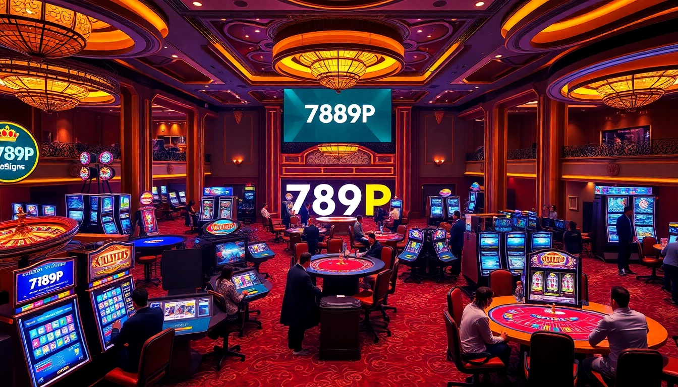Gamblers enjoying games at 789P casino tables with vibrant lighting and gaming excitement.