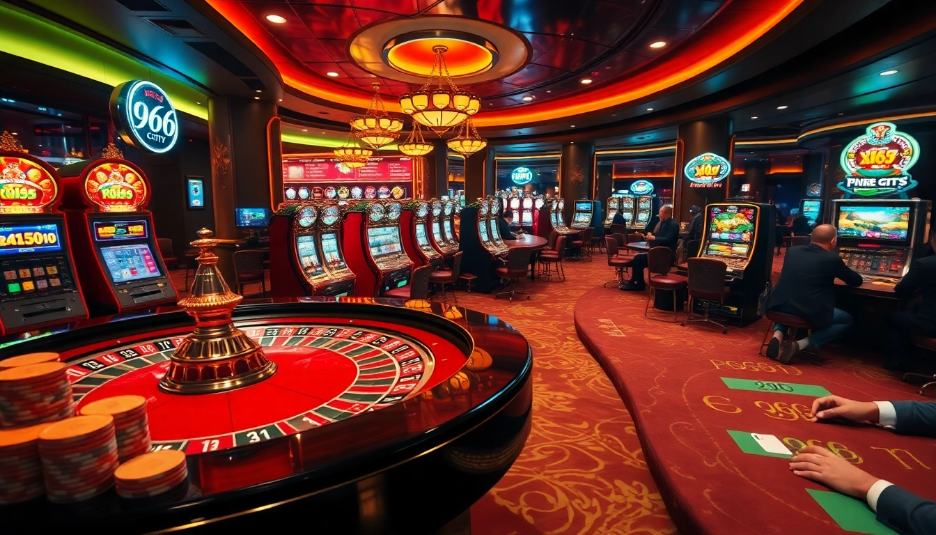 Experience the thrill of winning at pg66.city with lively casino tables and vibrant slot machines.