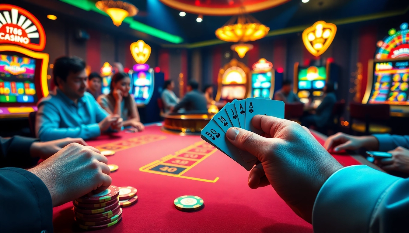 Experience high-stakes gambling at the luxurious TR88 poker table, surrounded by excitement.