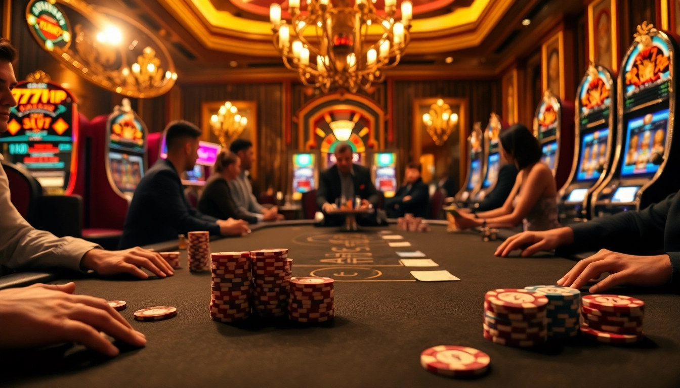 Play thrilling games at 777VIP casino with vibrant tables and luxurious chips.