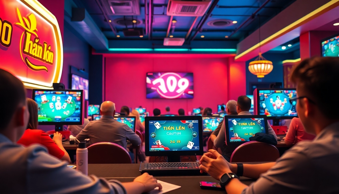 Engaged players enjoying online card games on topgamebaidoithuong.mx, showcasing vibrant graphics and community interaction.