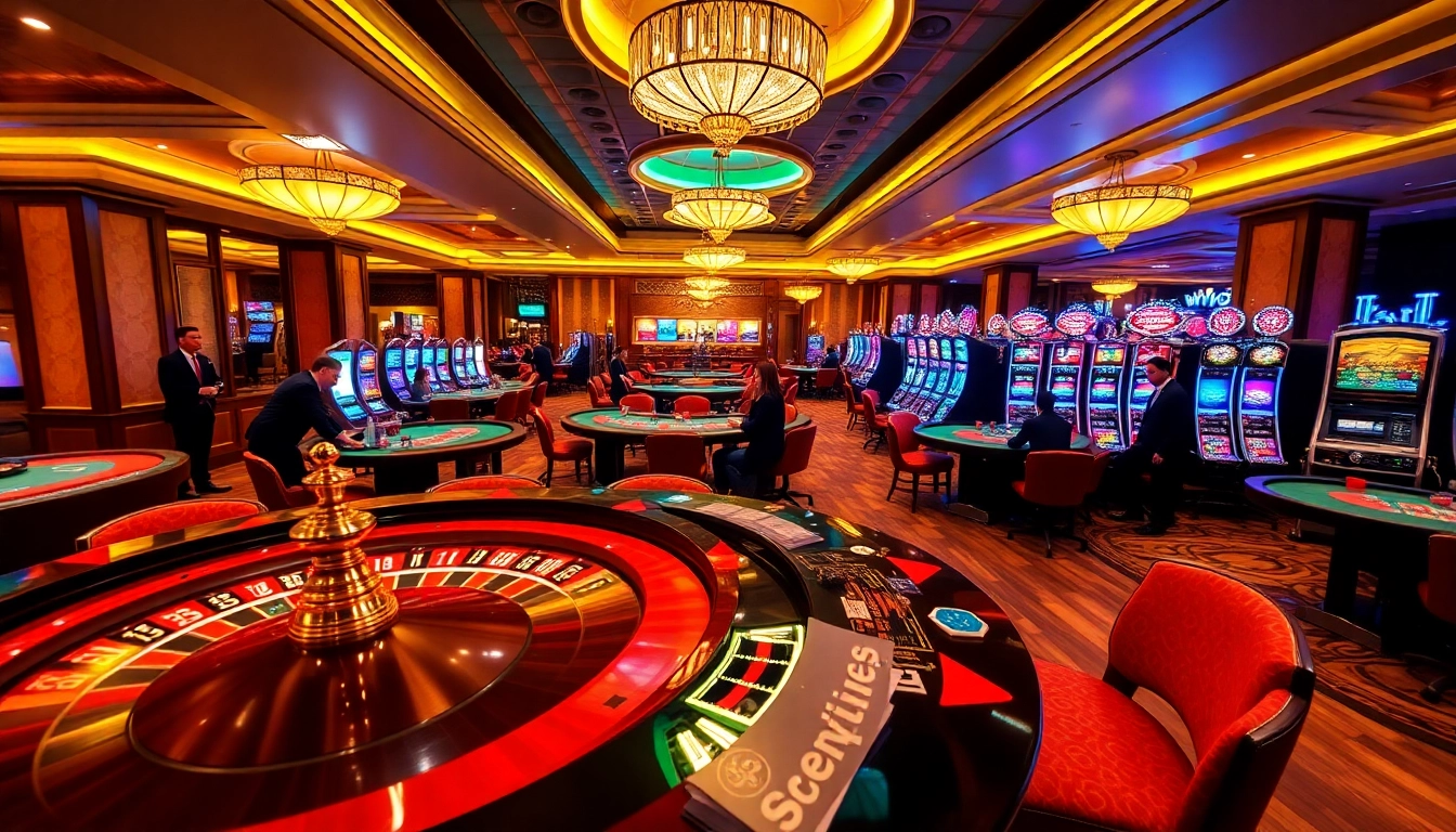 Players engaging with high-stakes games at a luxurious casino highlighting S8-themed tables.