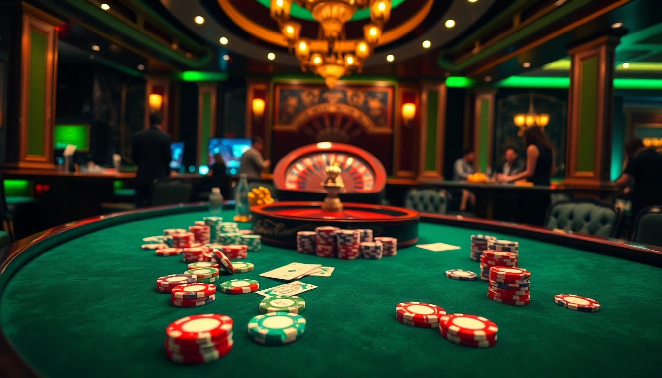 Action-packed poker game at trang chủ dh88 casino featuring vibrant chips and cards, emphasizing excitement.