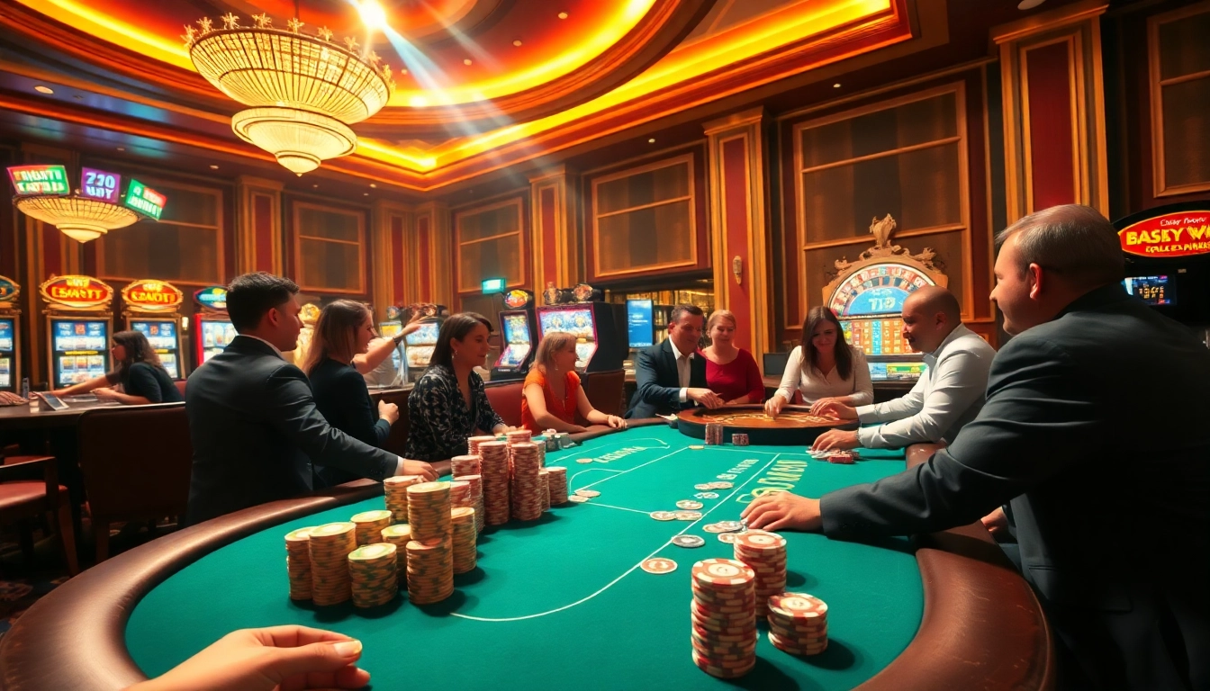 Exciting poker game at a luxurious casino showcasing KJC-themed elements.