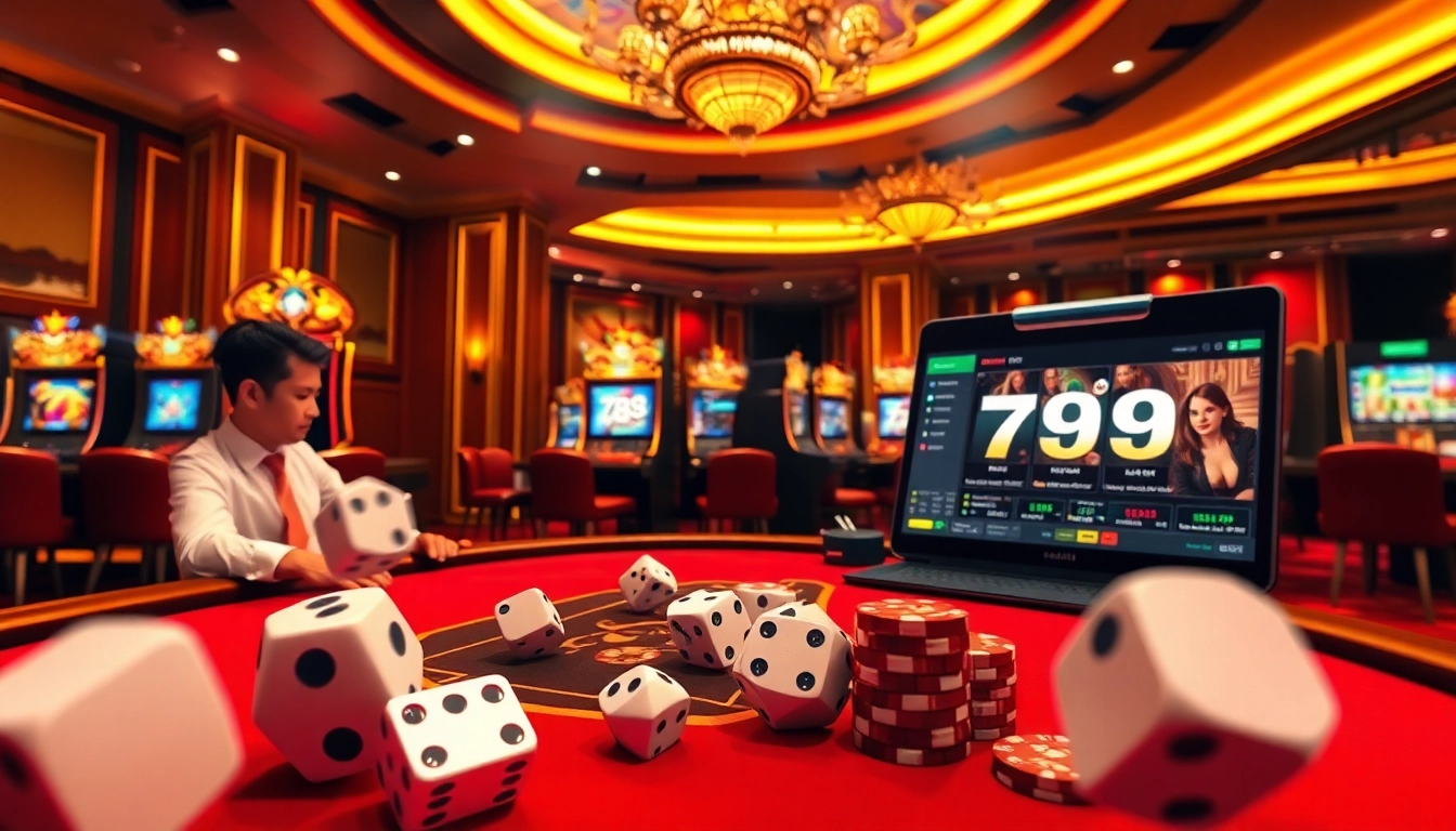 Betting chips and a roulette wheel at an upscale casino showcasing 789bet gaming.
