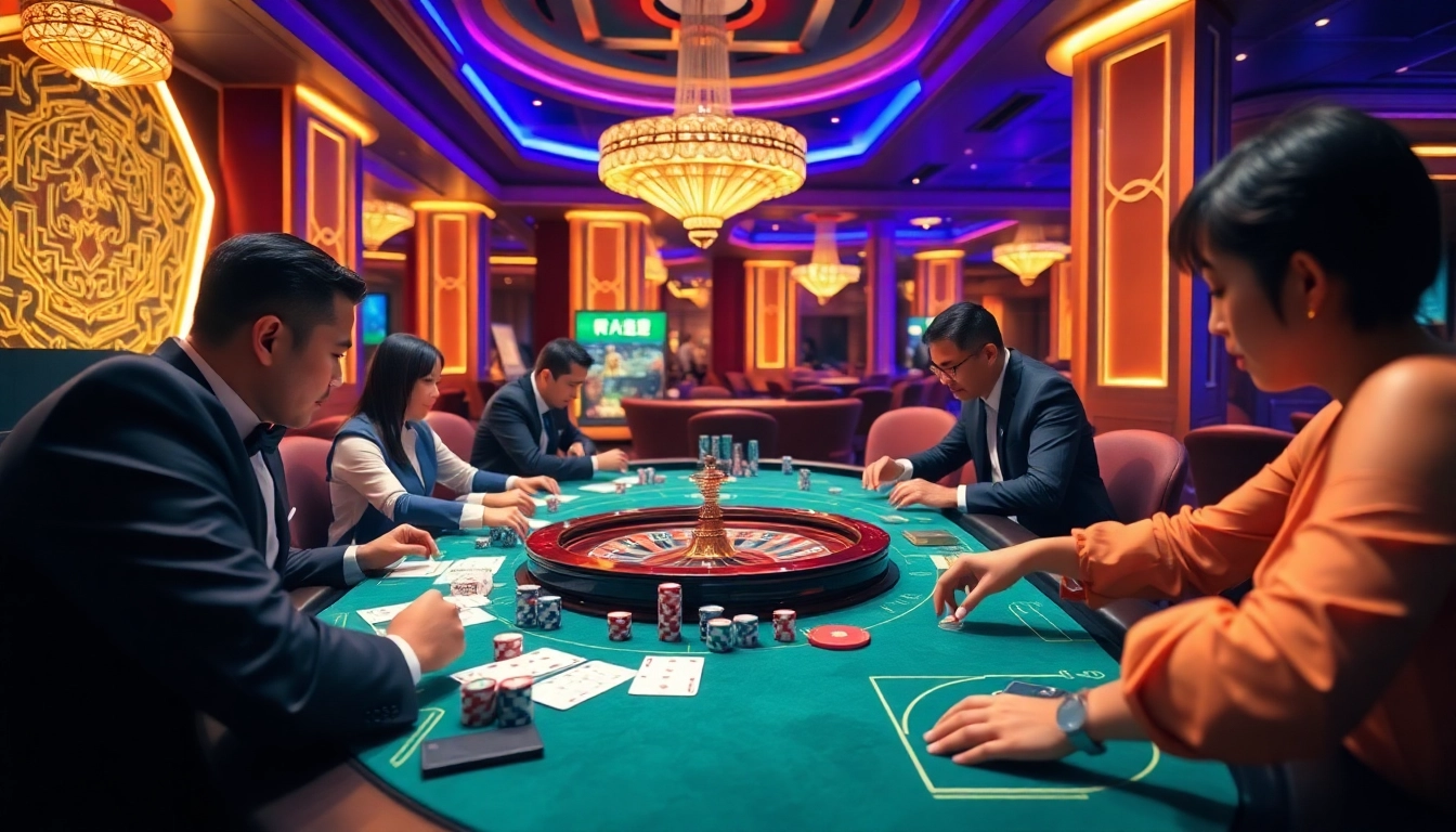 Tài Xỉu MD5 game session with players betting at a casino table.