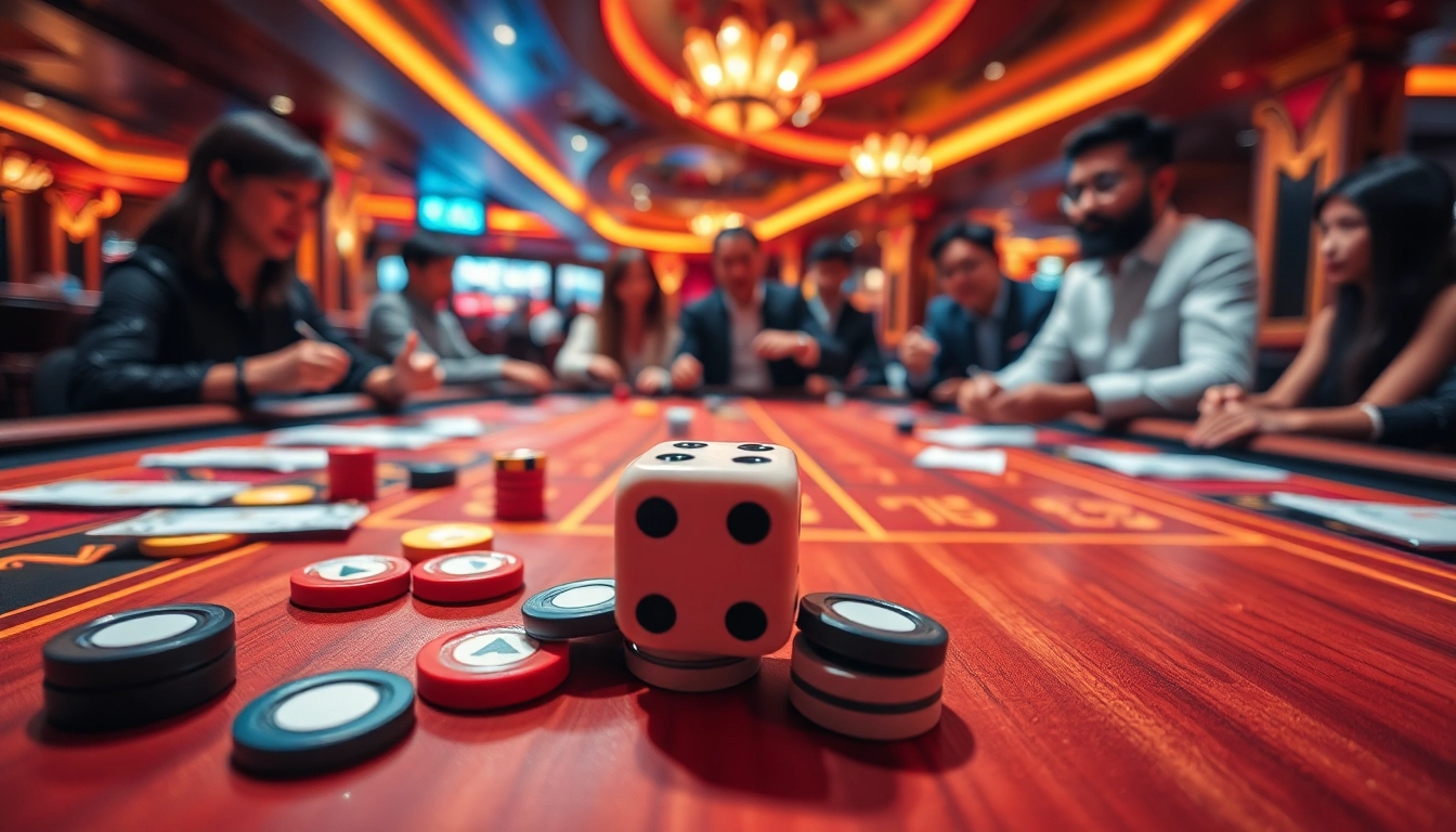 Exciting Tài Xỉu game at Go88 with colorful dice and engaged players betting.