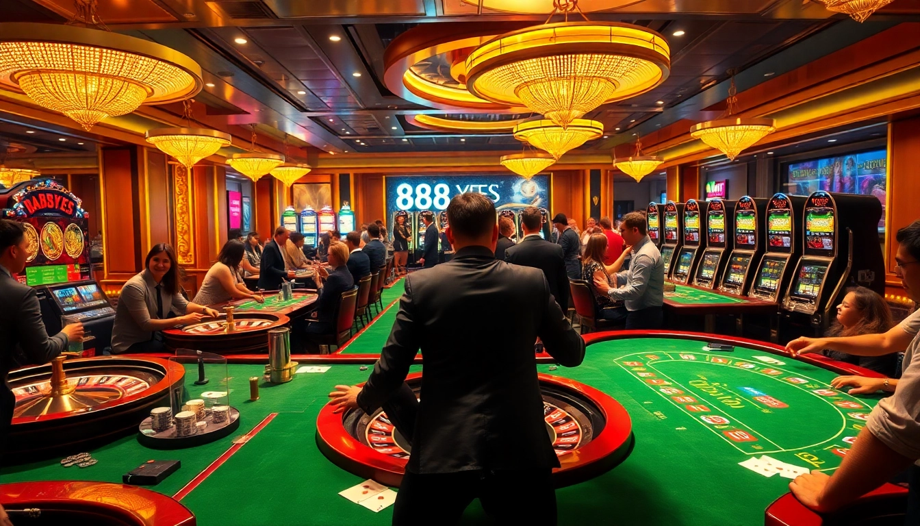 Experience the thrill of winning at casino tables with 888YES and vibrant gaming elements.